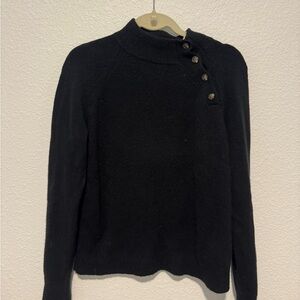 J. Crew Black Button-Shoulder Turtleneck Sweater